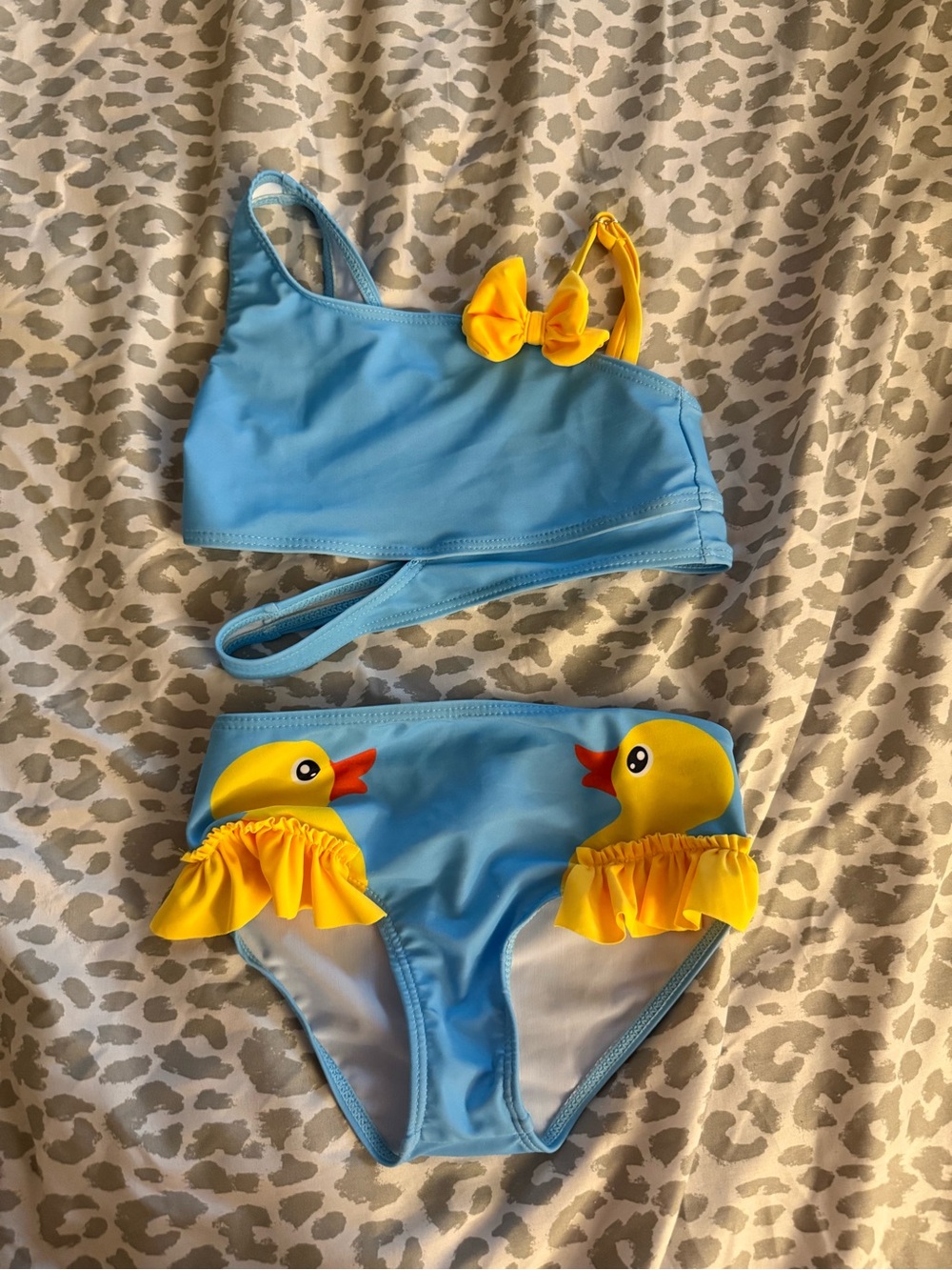 Blue & Yellow Duck Kids Bikini - Cute Ruffle Swim Set
